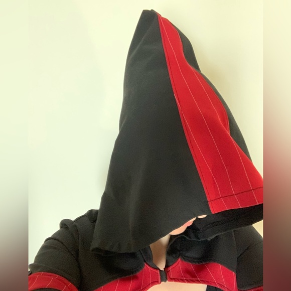 PlastikWrap Black and Red Hooded Cropped Jacket - Picture 9 of 14